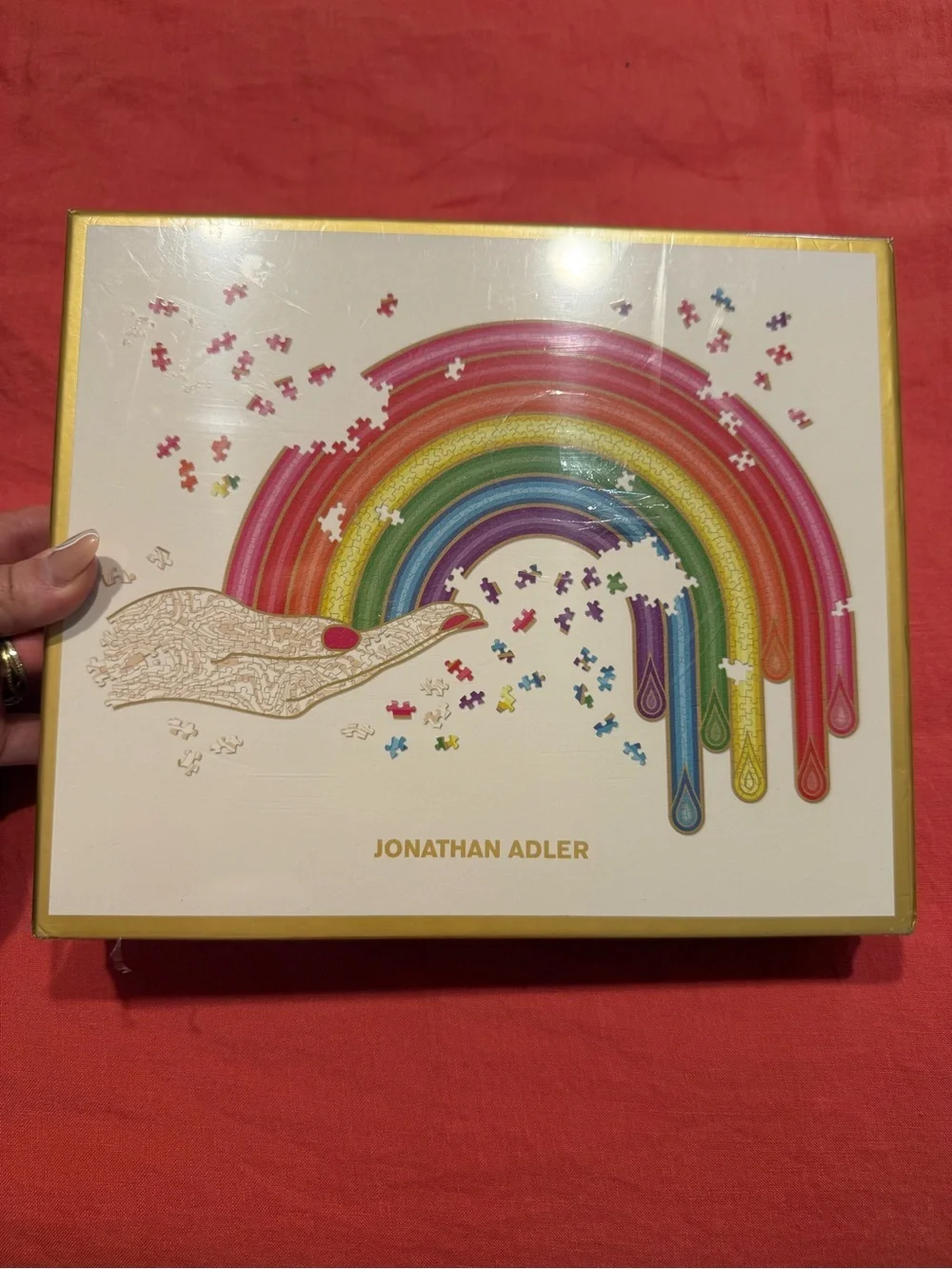 NIB JONATHAN ADLER 750 Piece Rainbow Gold Shaped Foil Modern Art Puzzle